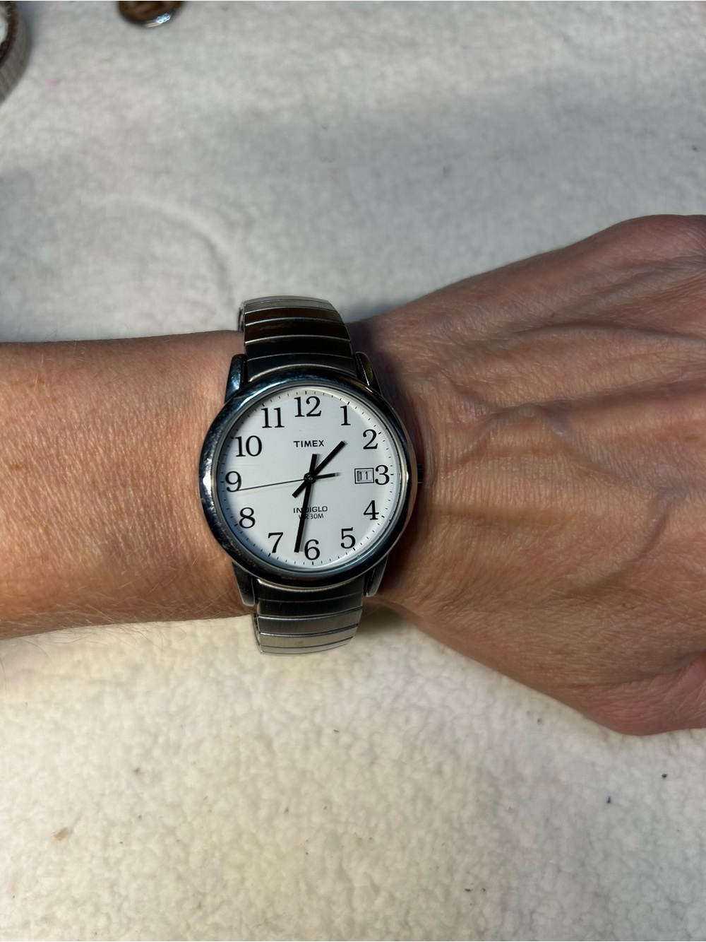 Timex Silver Stainless Steel Watch with White Dial